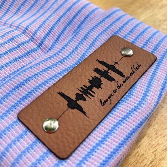 Love You To The Moon And Back Soundwave Newborn Baby Beanie - Premade - Picture 3 of 9